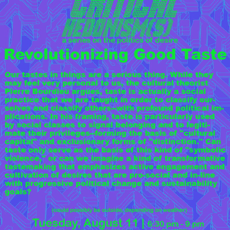 Cover Image for Critical Hedonism(s): Revolutionising Good Taste