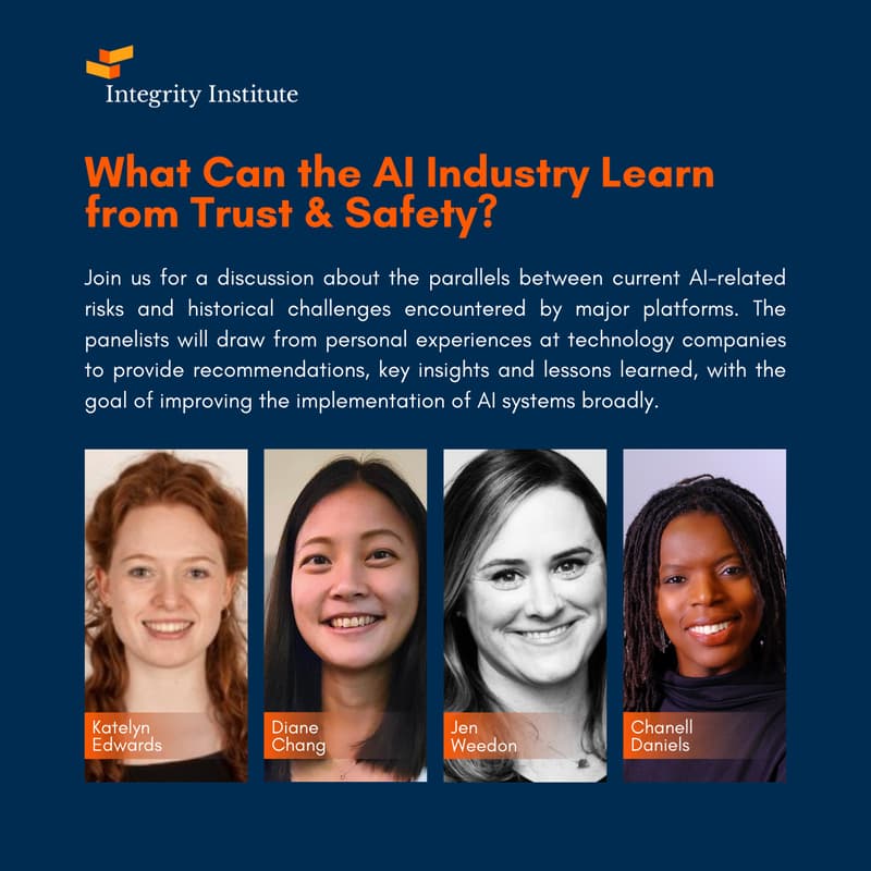 Cover Image for Webinar: What Can the AI Industry Learn from Trust & Safety?