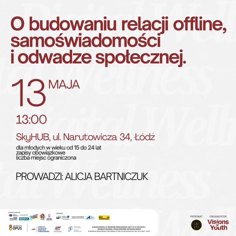Cover Image for O budowaniu relacji offline, samoświadomości i odwadze społecznej [digital know-how]