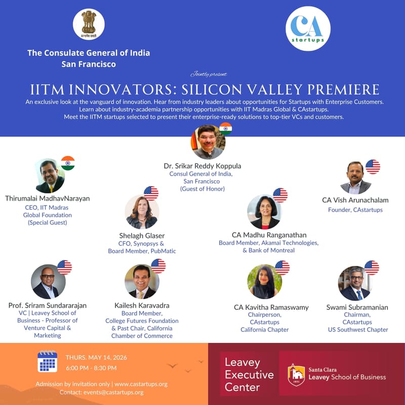 Cover Image for CAstartups: IITM Innovators - Silicon Valley Premiere