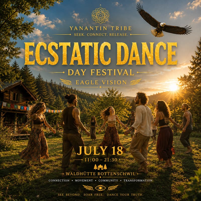 Cover Image for DAY FESTIVAL · ECSTATIC DANCE PARTY ZÜRICH · WORLD MUSIC · CACAO · SINGING CIRCLE · SHARING CIRCLE · POTLUCK · BBQ · FAMILY FRIENDLY