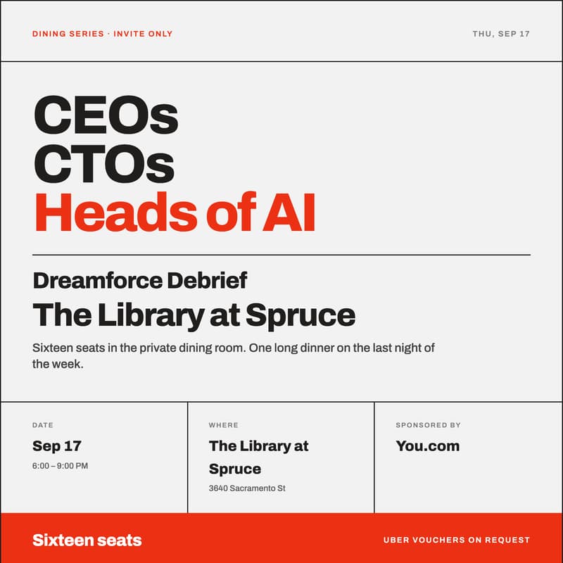 Cover Image for Tech Leaders Fine Dining Series — Dreamforce Debrief at Spruce