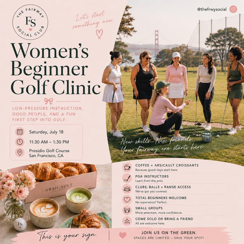 Cover Image for Women's Beginner Golf Clinic, Coffee, & Arsicault Croissants ❤️