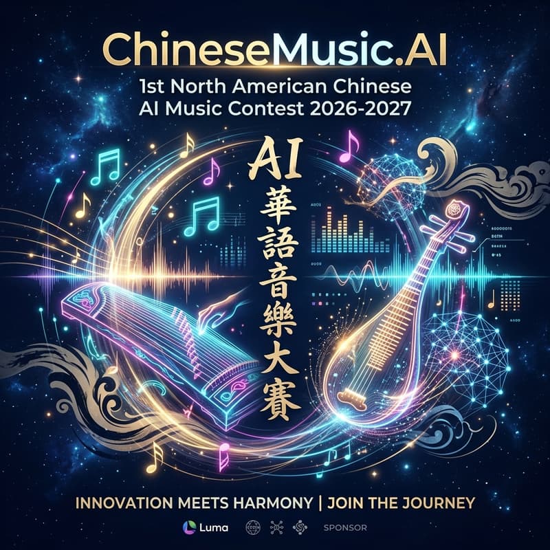 Cover Image for 首届北美华人AI音乐创作创意大赛 · 报名启动 & 创作交流会(1st North American Chinese AI Music Contest Kickoff · Register & Create)