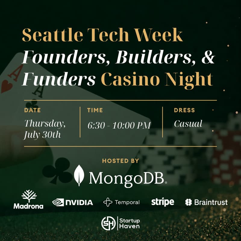 Cover Image for Seattle Tech Week: MongoDB's Casino Night with Madrona, NVIDIA, Temporal, Stripe for Startups, and Braintrust