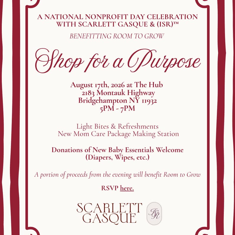Cover Image for SHOP FOR A PURPOSE - A National Non-Profit Day Celebration with Scarlett Gasque & Influencer Social Responsibility for Room to Grow