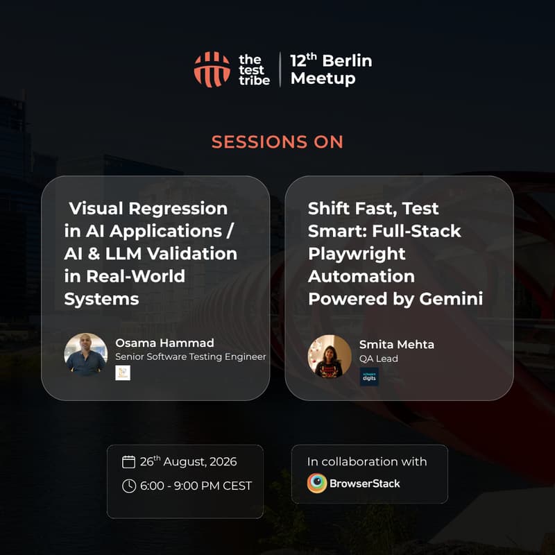 Cover Image for AI Validation, Modern Automation & the Future of Quality Engineering | 12th Berlin Meet-Up