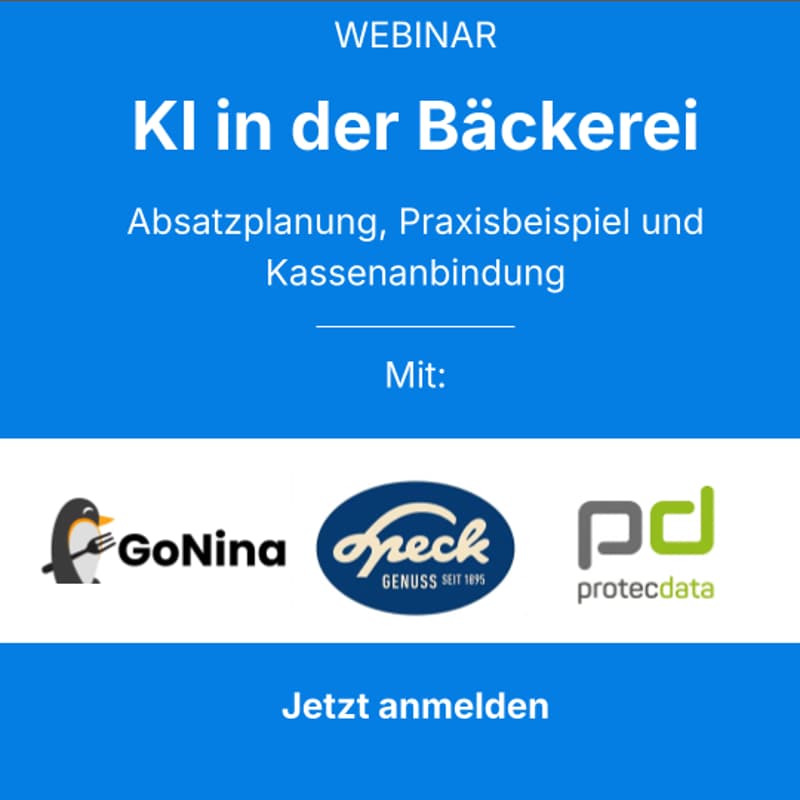 Cover Image for KI in der Bäckerei | Webinar mit GoNina, der Confiserie Speck & ProtecData