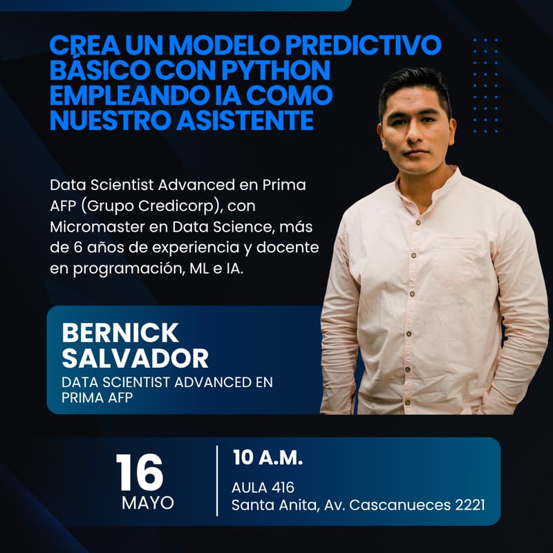 Cover Image for Workshop: Crea un modelo predictivo básico con Python empleando IA como nuestro asistente