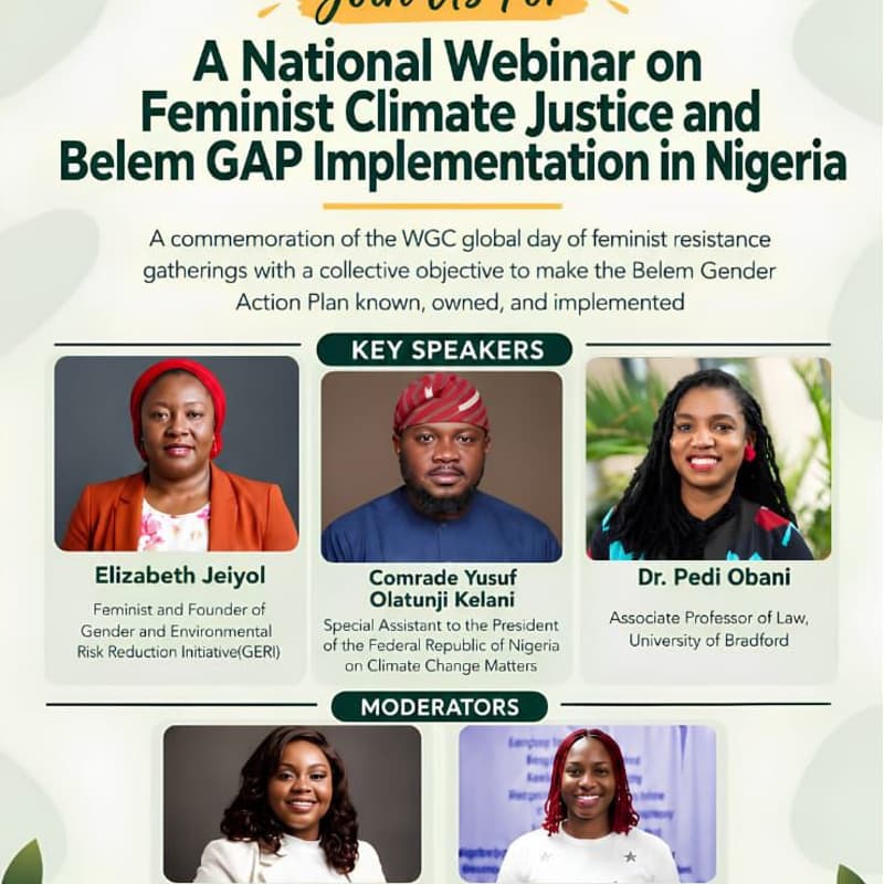 Cover Image for A National Webinar On Feminist Climate Justice And Belem GAP Implementation In Nigeria.