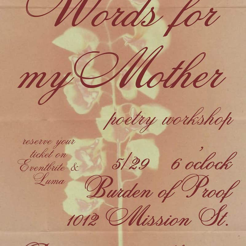 Cover Image for Words for My Mother Poetry Workshop