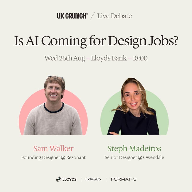 Cover Image for UXCrunch August: Debate Night - Is AI Coming for Design Jobs?