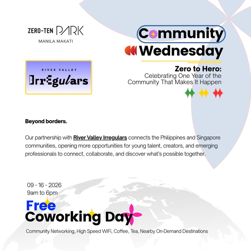 Cover Image for Community Wednesday @ Zero-Ten Park Makati . βΛ .