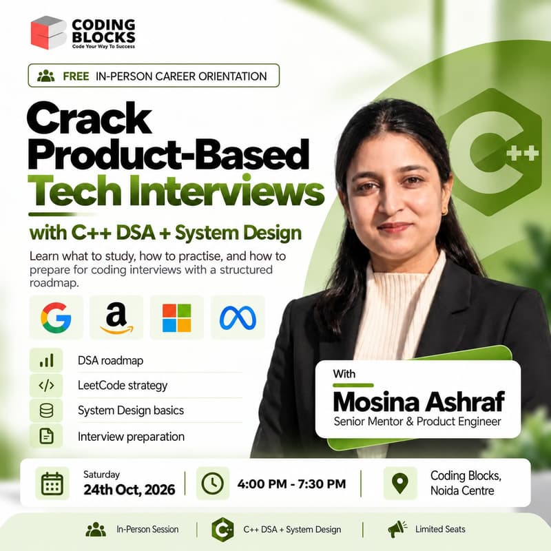 Cover Image for Offline Oreintation: Your Roadmap to 20 LPA+ Tech Roles with Mosina Ashraf, JMI Alumna