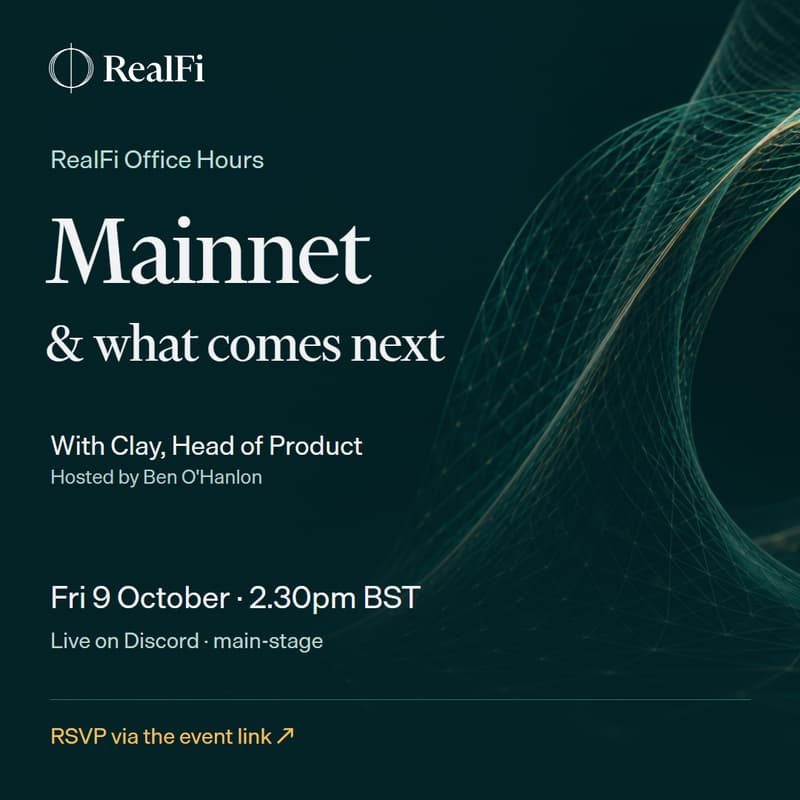 Cover Image for RealFi Office Hours #10: Mainnet & what comes next