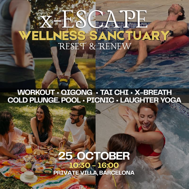 Cover Image for 💧x-ESCAPE WELLNESS DAY 🌴 👙 Workout Training · Pool · Cold Plunge · x-Breath · Laughter Yoga 🇬🇧 ENG & ESPAÑOL 🇪🇸