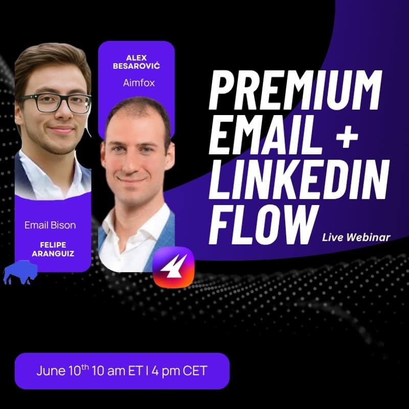 Cover Image for Premium email + LinkedIn workflow with Email Bison and Aimfox