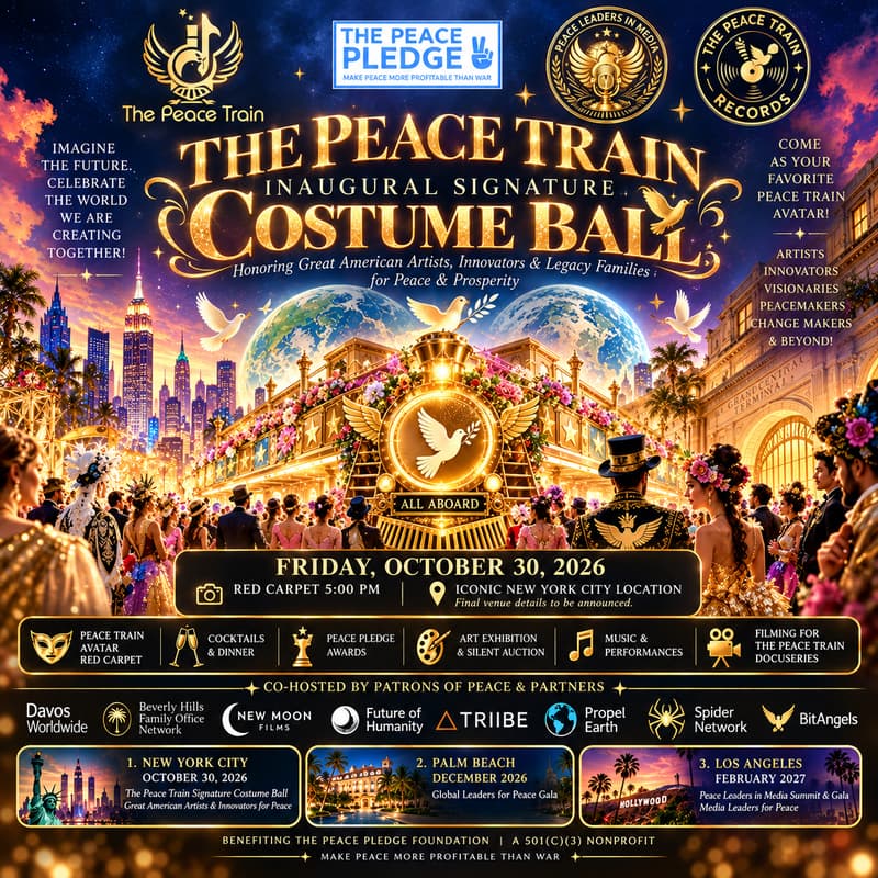 Cover Image for β¨The Peace Train Inaugural Costume Ball: Honoring Great American Artists & Innovators for Peace & Prosperityβ¨