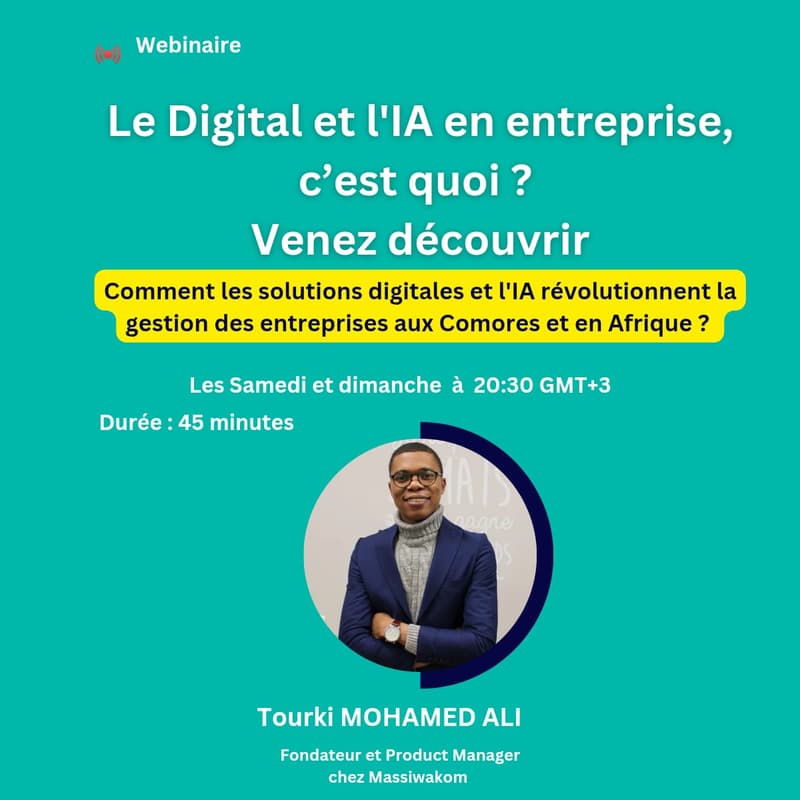 Image de couverture pour Webinaire : Digitalisation et IA dans les Entreprises Comoriennes