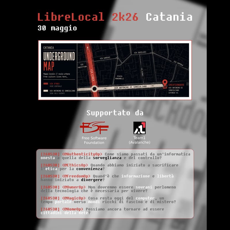 Cover Image for LibreLocal Meetup Catania - Supported by Free Software Foundation & Team1