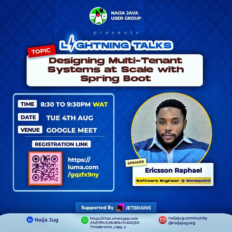Cover Image for Designing Multi-Tenant Systems at Scale with Spring Boot with Ericsson Raphael (Software Engineer @ Moniepoint)