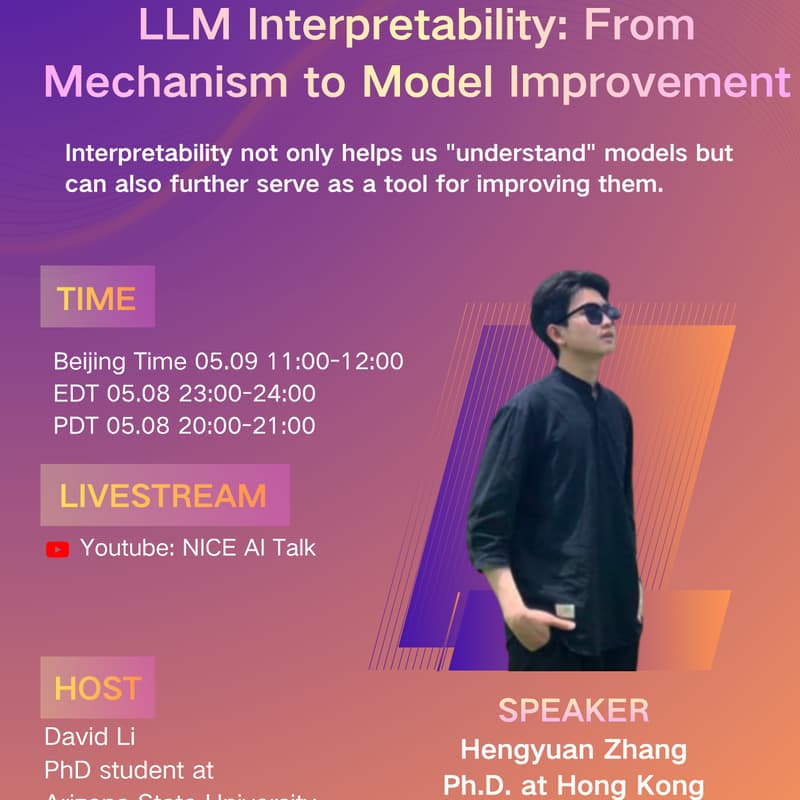 Cover Image for LLM Interpretability: From Mechanism to Model Improvement (NICE No.169)