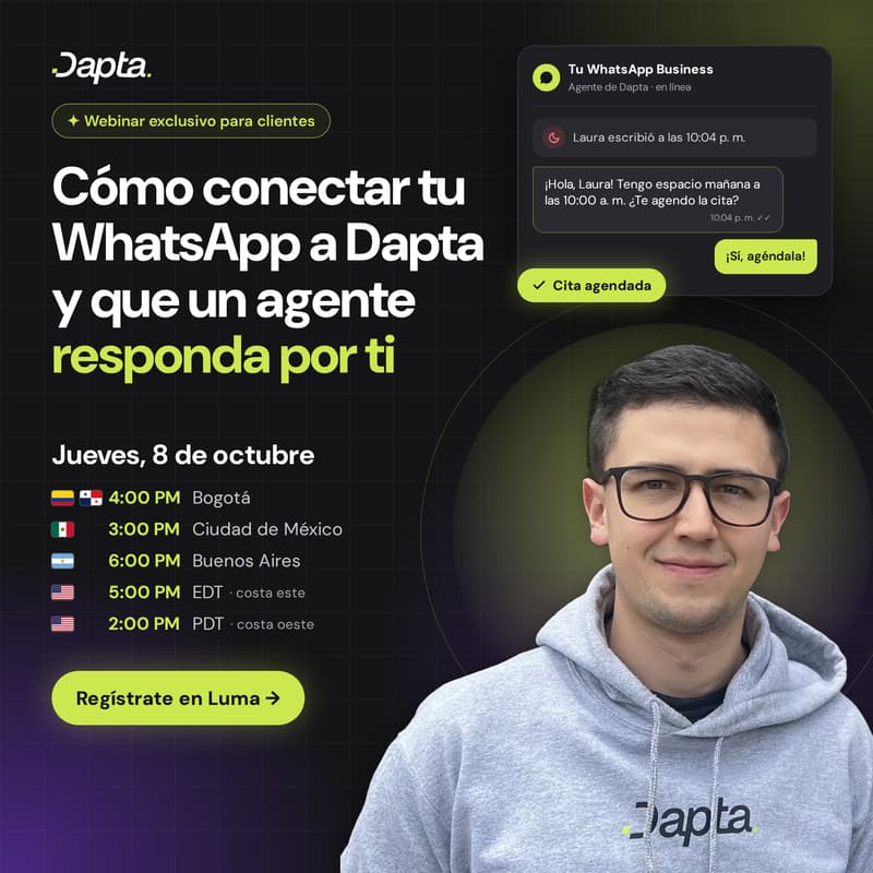 Cover Image for Cómo conectar tu WhatsApp a Dapta y que un agente responda por ti