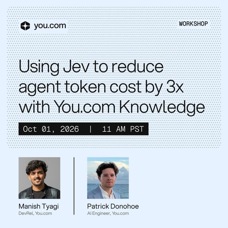 Cover Image for Building Efficient Search Agents with JEV + You.com Knowledge