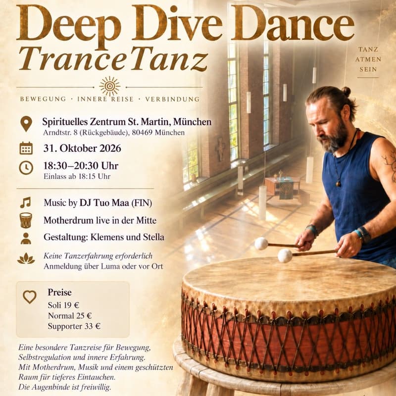 Cover Image for Deep Dive Dance – TranceTanz München -- Motherdrum Live Act, Ecstatic Dance Ursprung