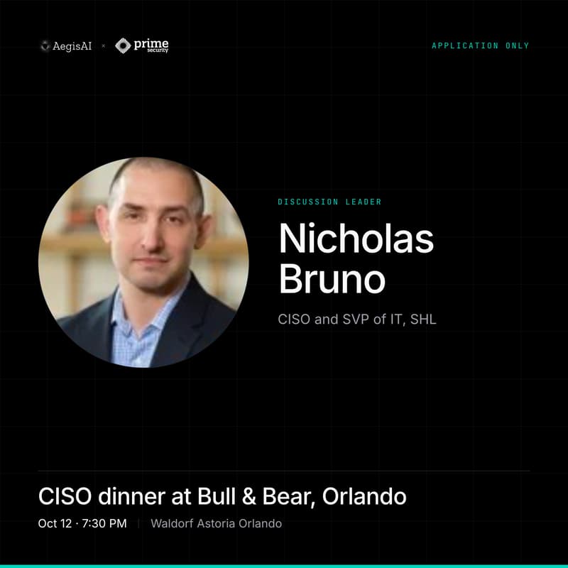 Cover Image for Exclusive CISO Dinner Hosted by Nick Bruno, SHL