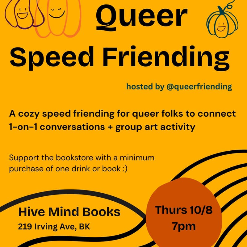 Cover Image for Queer Speed Friending @ Hive Mind Books