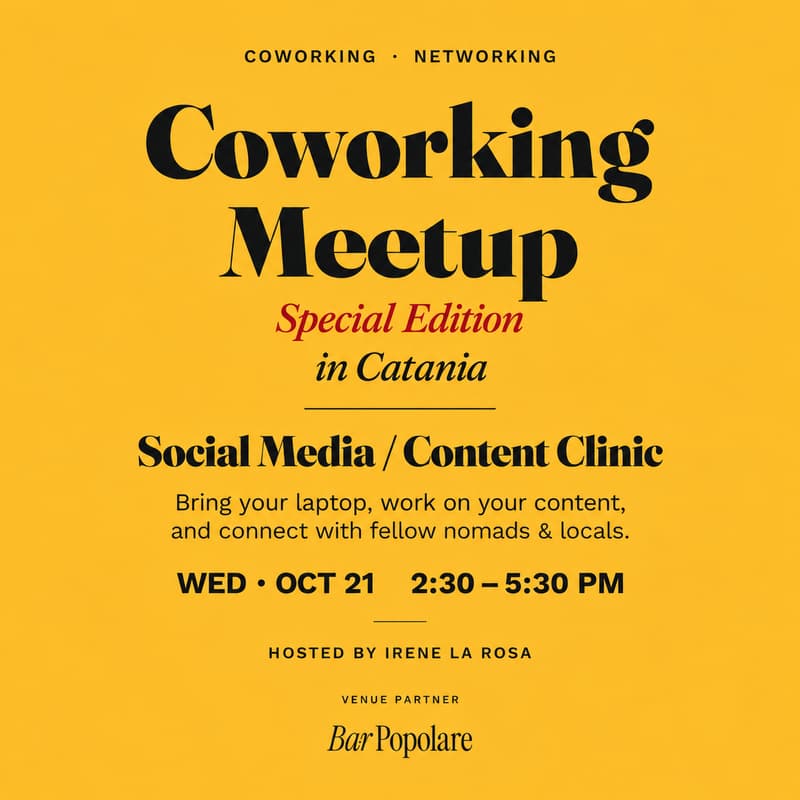 Cover Image for Coworking Meetup ✨ Special Edition - Social Media / Content Clinic 🦆✨ in Catania