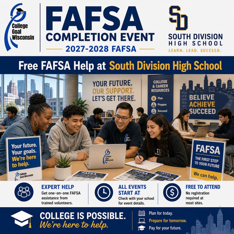 Cover Image for College Goal Wisconsin — Free FAFSA Help at South Division High School
