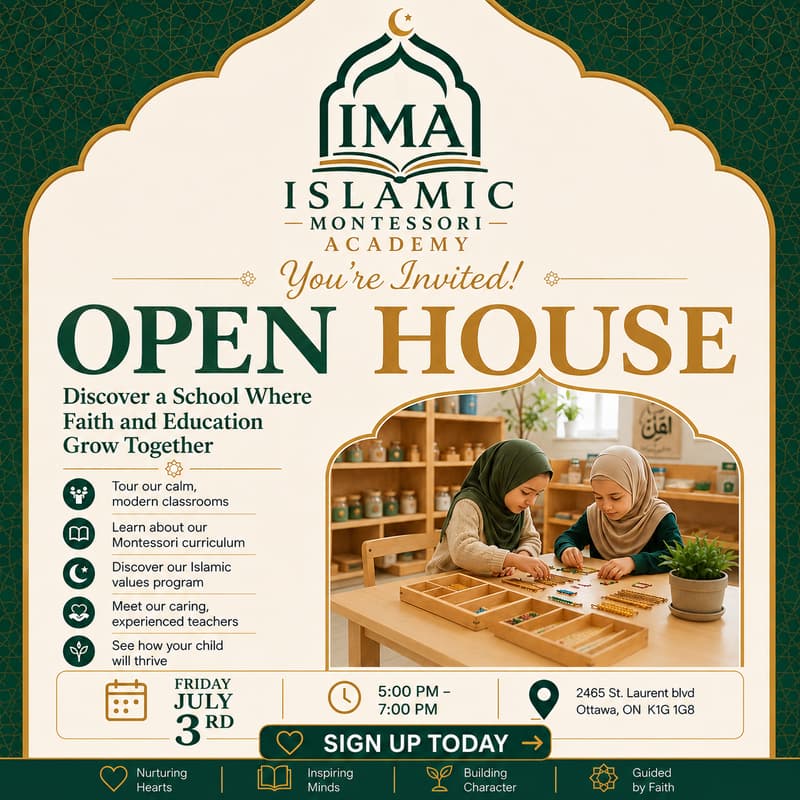 Cover Image for Islamic Montessori Academy Open House - July 3rd, 2026