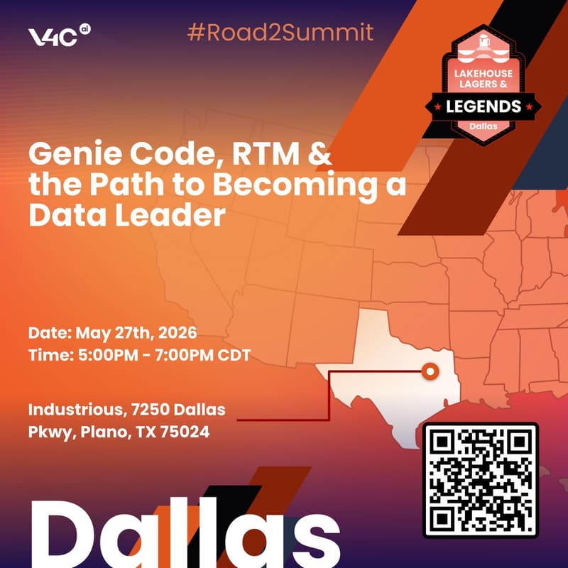 Cover Image for Lakehouse, Lagers & Legends [Dallas]: Genie Code, RTM, and the Path to Becoming a Data Leader