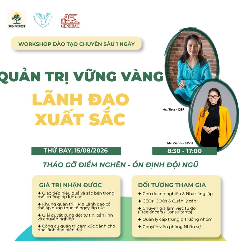 Cover Image for ĐÀO TẠO CHUYÊN SÂU 01 NGÀY - QUẢN TRỊ VỮNG VÀNG, LÃNH ĐẠO XUẤT SẮC