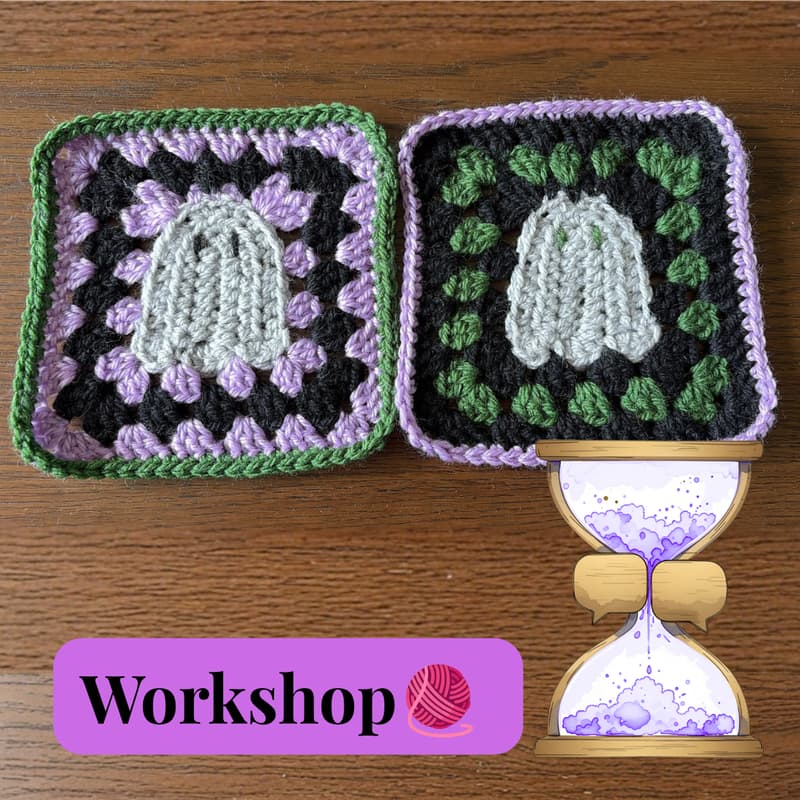 Cover Image for 🧵 Quality Time Workshop: Beginner Friendly Crochet - Halloween Coasters 🎃