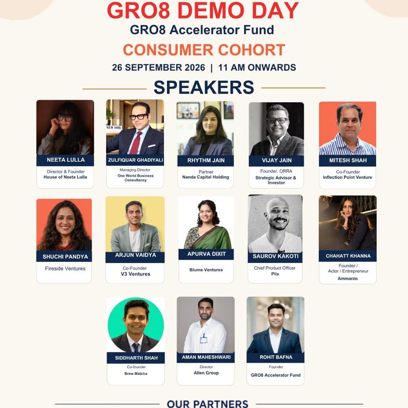 Cover Image for GRO8 Accelerator Fund | Consumer Cohort - Demo Day| 26th September,2026| Mumbai