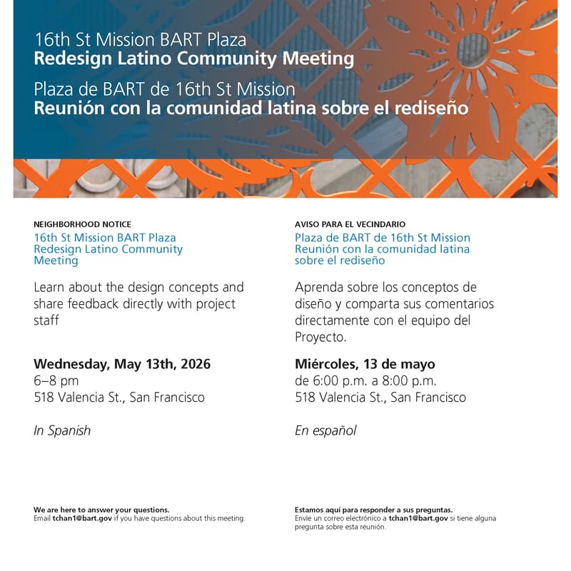 Cover Image for 16th Street BART Redesign Latino Community Meeting