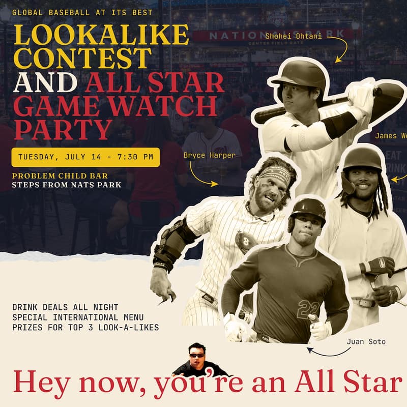 Cover Image for Baseball Stars Lookalike Contest & All Star Game Watch Party