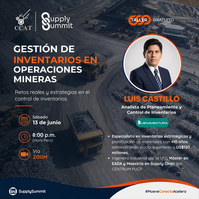 Cover Image for Taller gratuito: Gestión de Inventarios en Operaciones mineras.