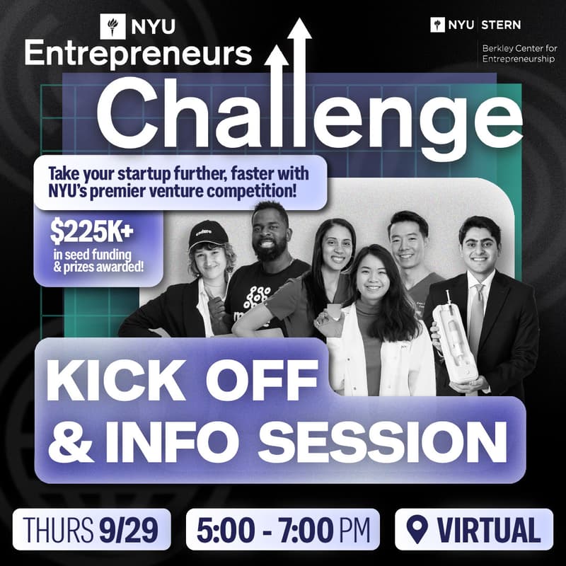 Cover Image for NYU Entrepreneurs Challenge: Kick Off & Info Session