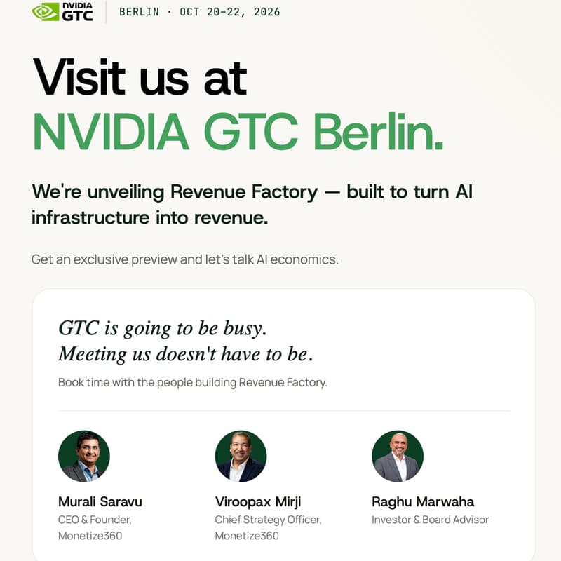 Cover Image for Monetize360 Breakfast @ GTC Berlin — Revenue Factory Launch