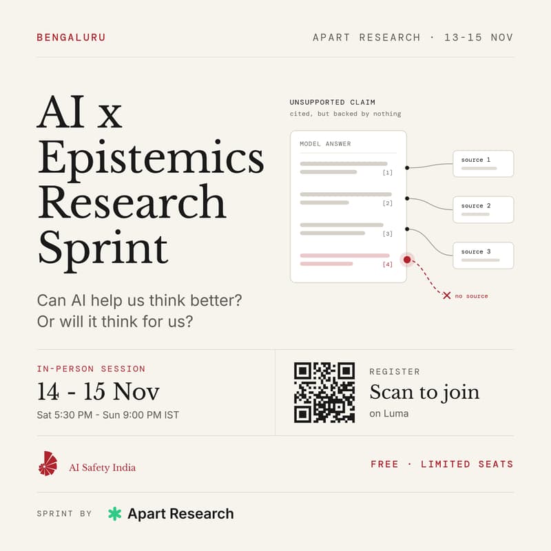 Cover Image for AI x Epistemics Research Sprint | Delhi| AI Safety India