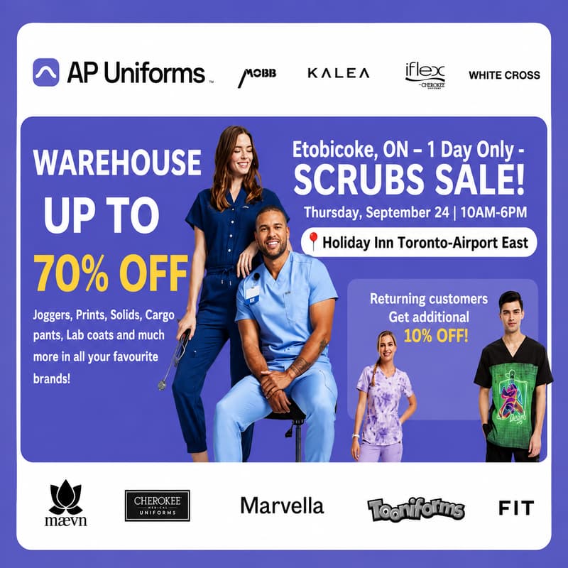 Cover Image for Warehouse Scrubs Sale – Etobicoke, ON – 1 Day Only