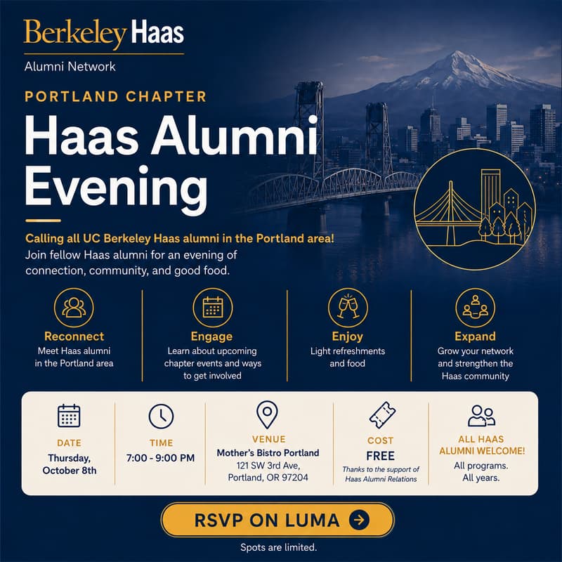 Cover Image for Portland Chapter Haas Alumni Meetup