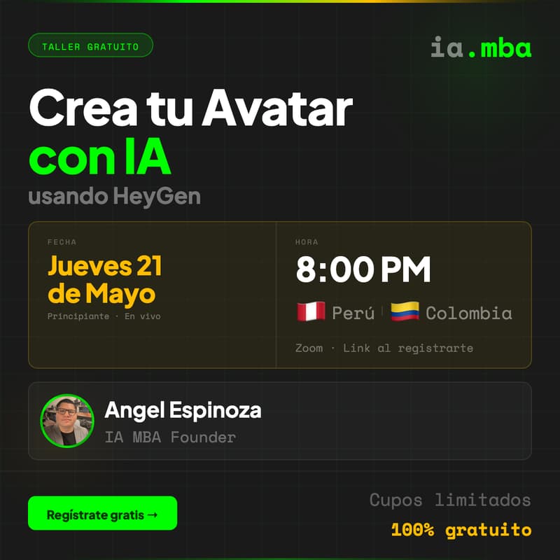 Cover Image for Taller Crea tu Avatar con IA usando Heygen