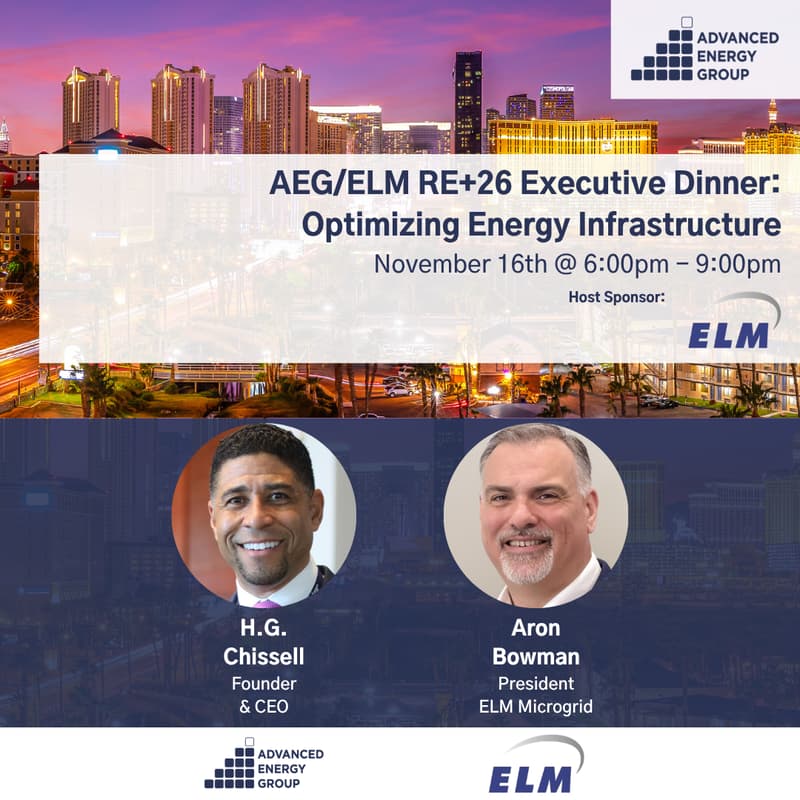 Cover Image for AEG/ELM RE+26 Executive Dinner: Optimizing Energy Infrastructure