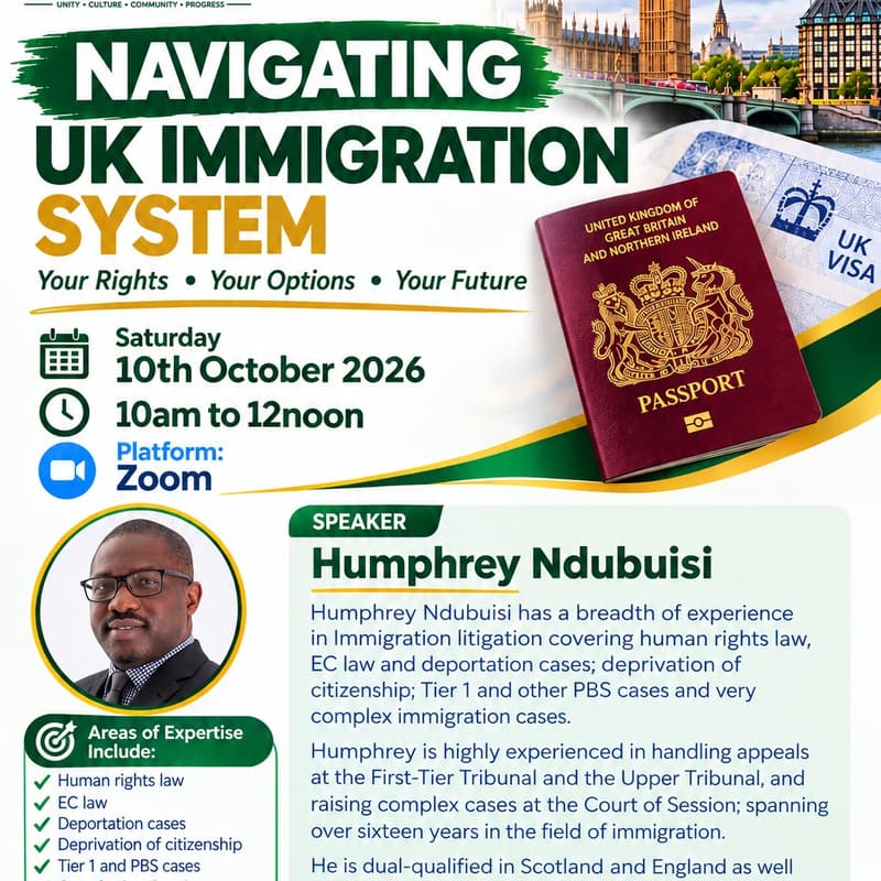 Cover Image for Nigerian Community in West Lothian Immigration Seminar – Navigating UK Immigration System