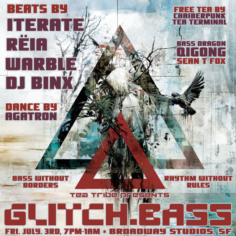 Cover Image for Glitch.Bass with Iterate, RËIA, warble, Agatron, DJ BINX, Chaiberpunk at Broadway Studios